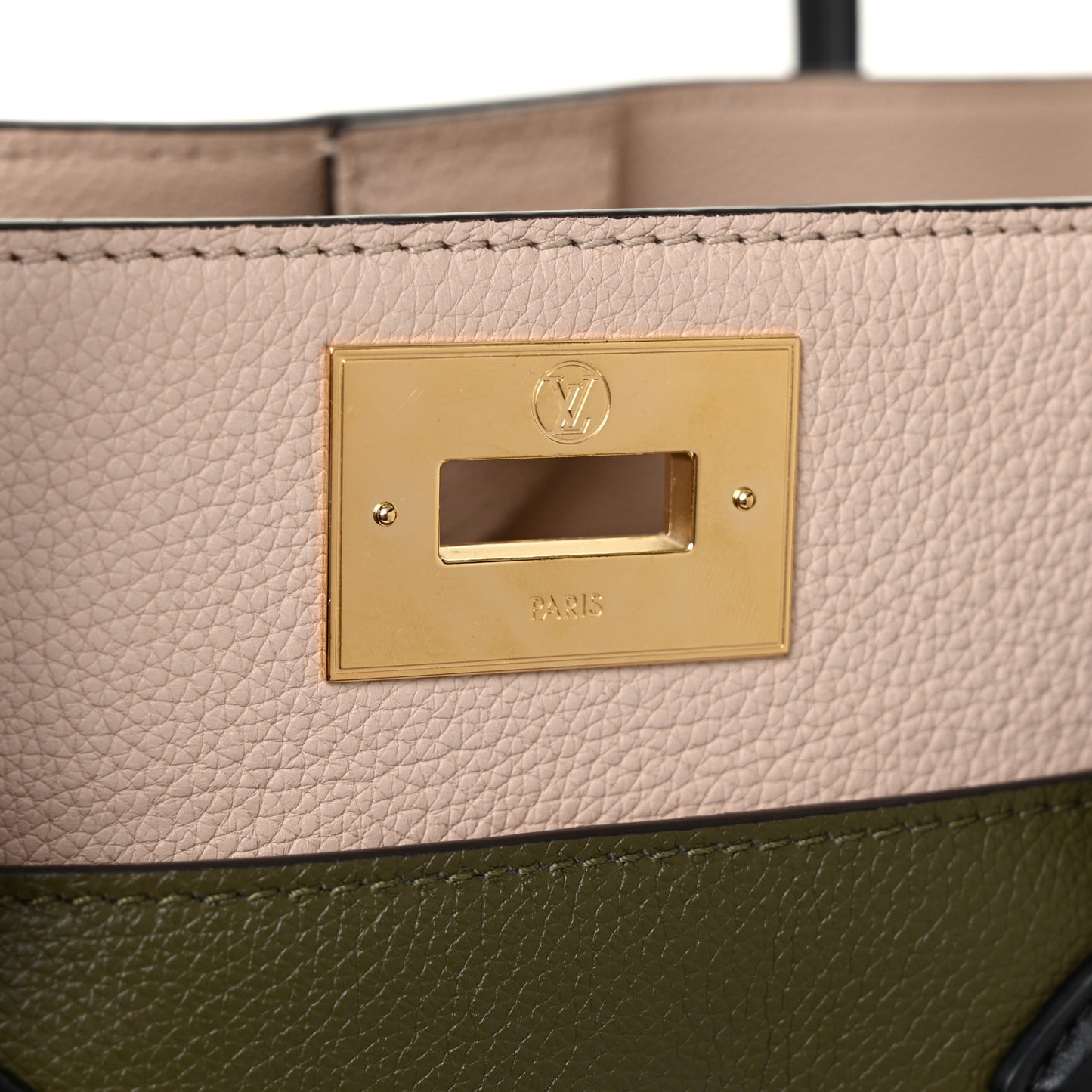 Calfskin Monogram On My Side MM Laurier Green Toffee Latte Beige
