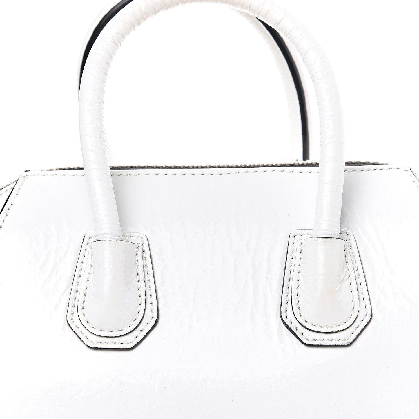 Crinkled Patent Calfskin Mini Antigona White