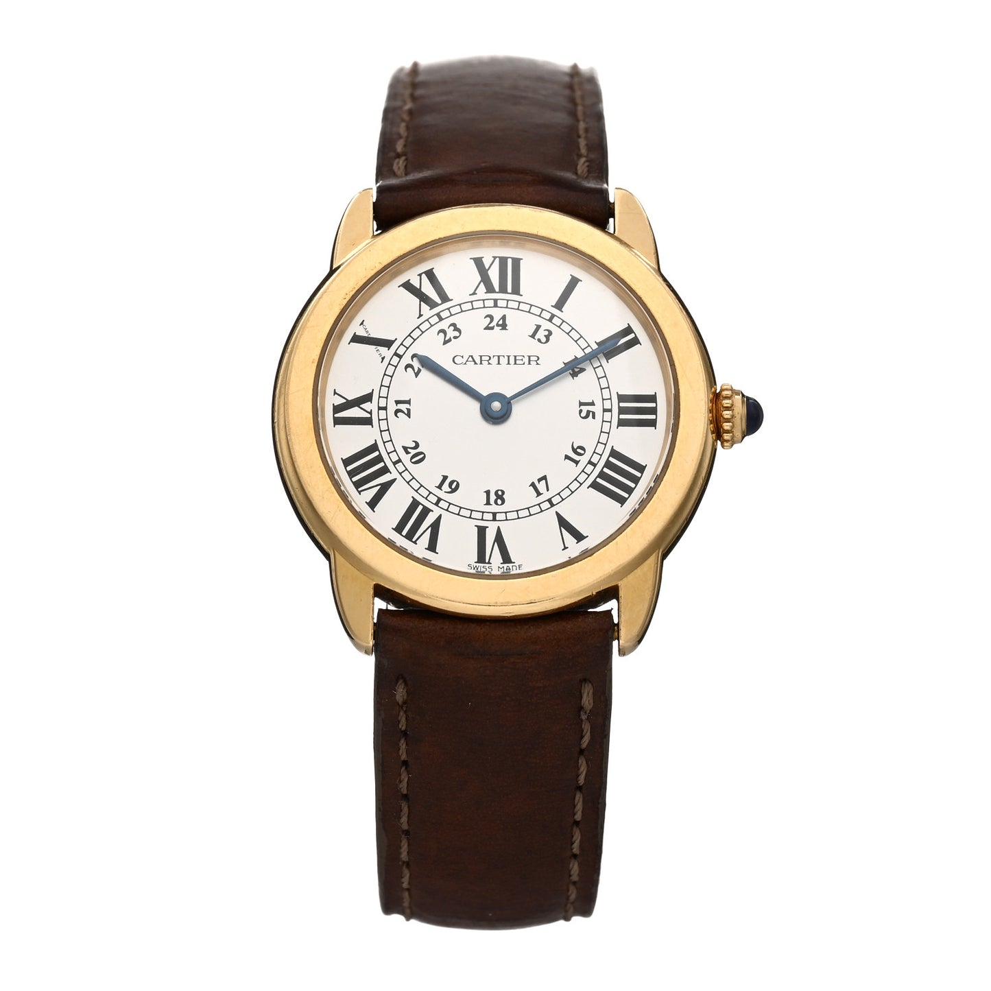 Stainless Steel 18K Yellow Gold Alligator 29mm Ronde Solo Quartz Watch Brown