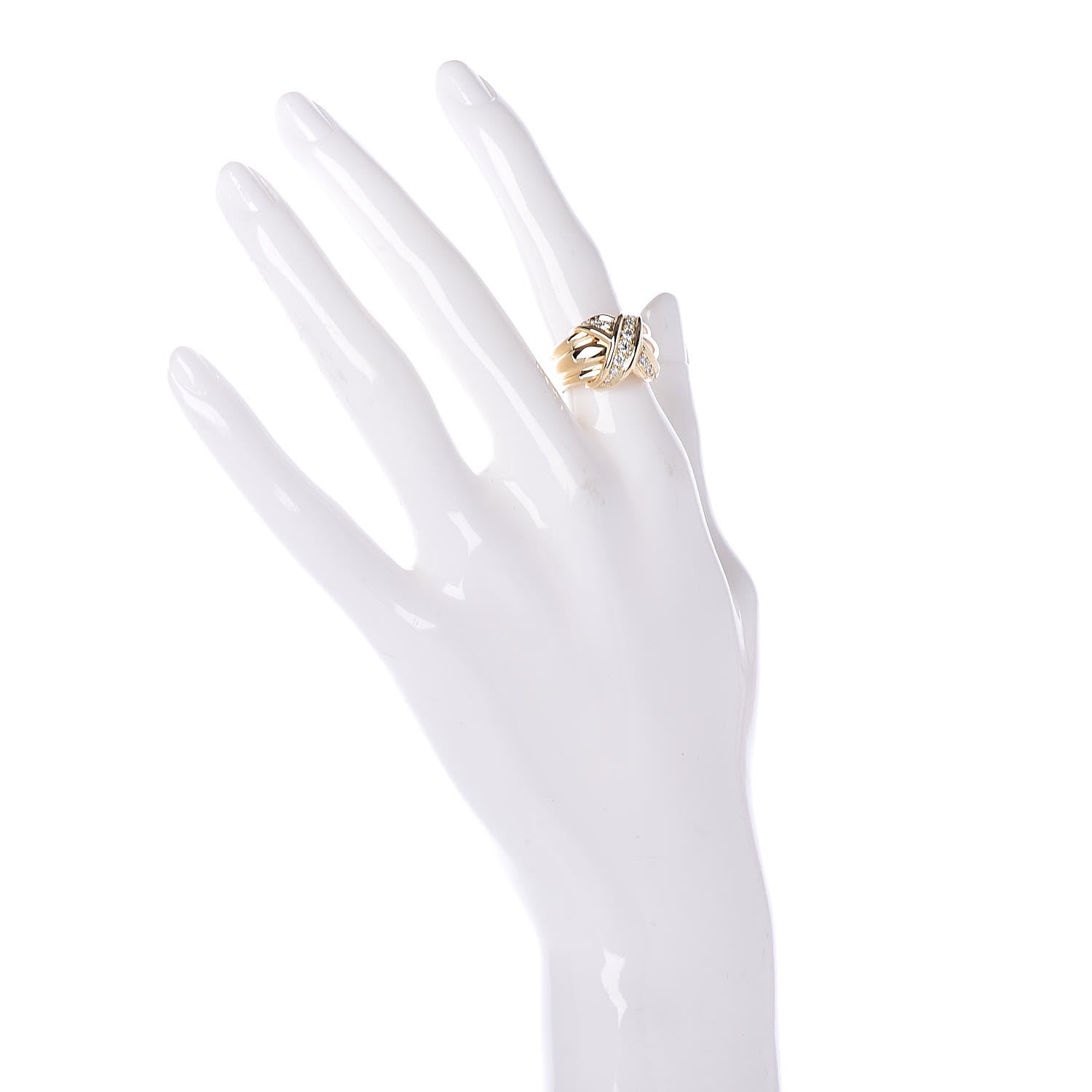 Tiffany 18K Yellow Gold Diamond Signature X Ring 49 4.75 2 of 6