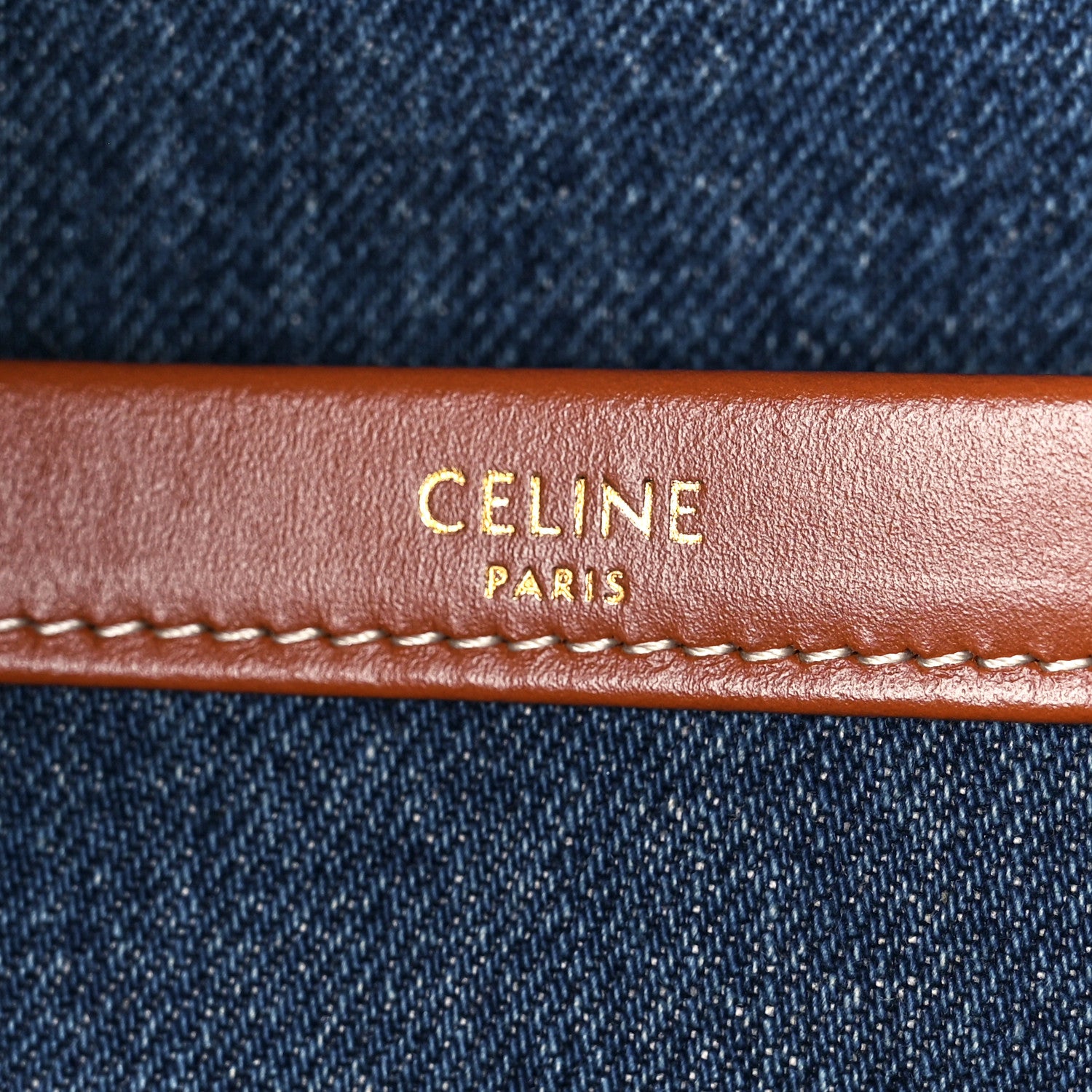 Celine Denim Large Thais Cabas Navy Tan 6 of 10