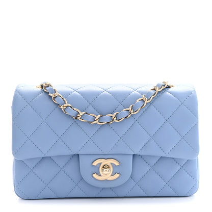 Chanel Lambskin Quilted Mini Rectangular Flap Light Blue 1 of 11