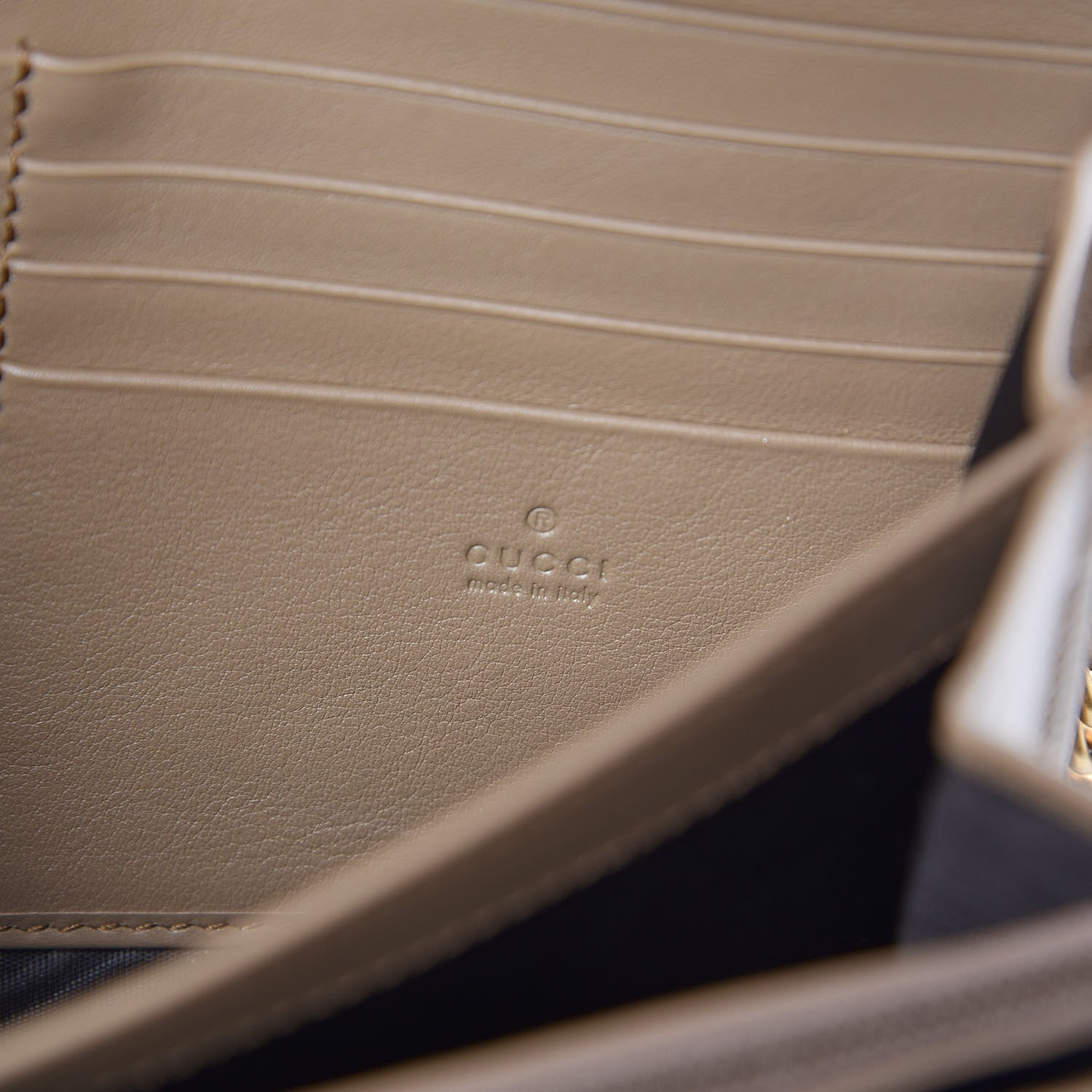 Gucci Velvet Matelasse GG Marmont Chain Wallet Taupe 6 of 11