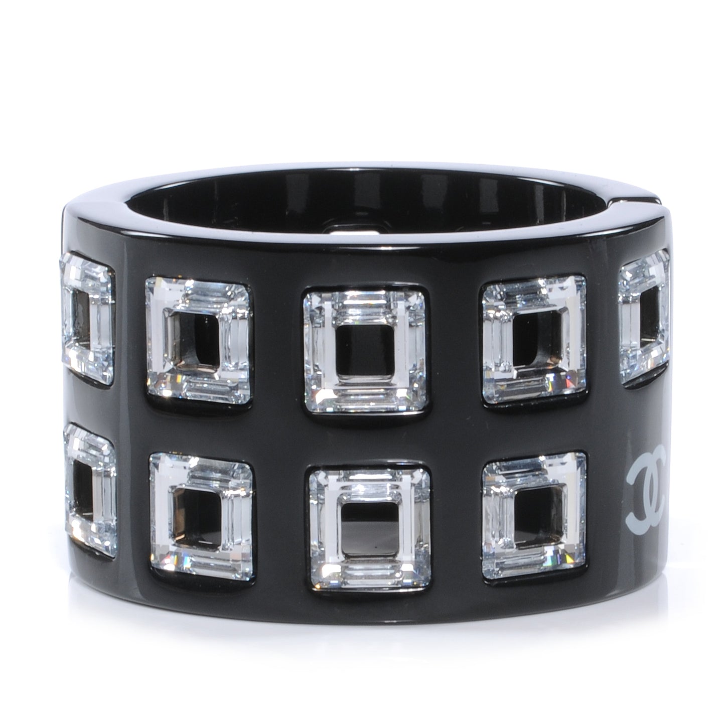 Resin Baguette Crystal CC Cuff Black