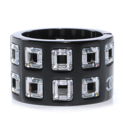 Chanel Resin Baguette Crystal CC Cuff Black 1 of 6