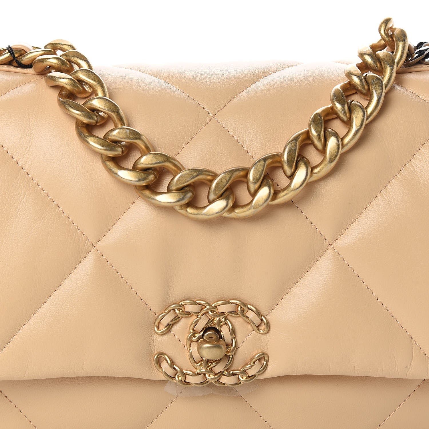Chanel Shiny Goatskin Quilted Large 19 Flap Beige 10 of 11