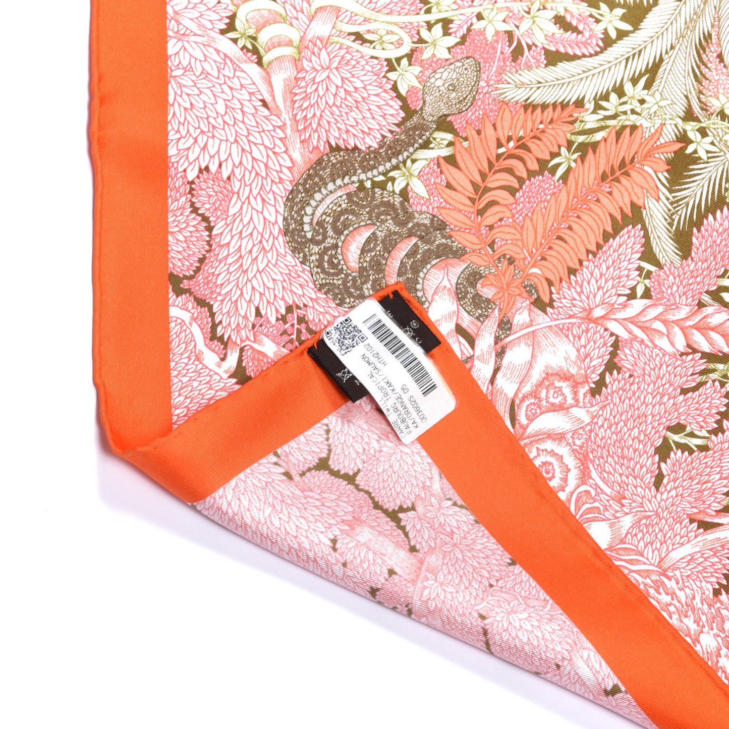 Silk Faubourg Tropical Scarf 90 Orange Kaki Saumon