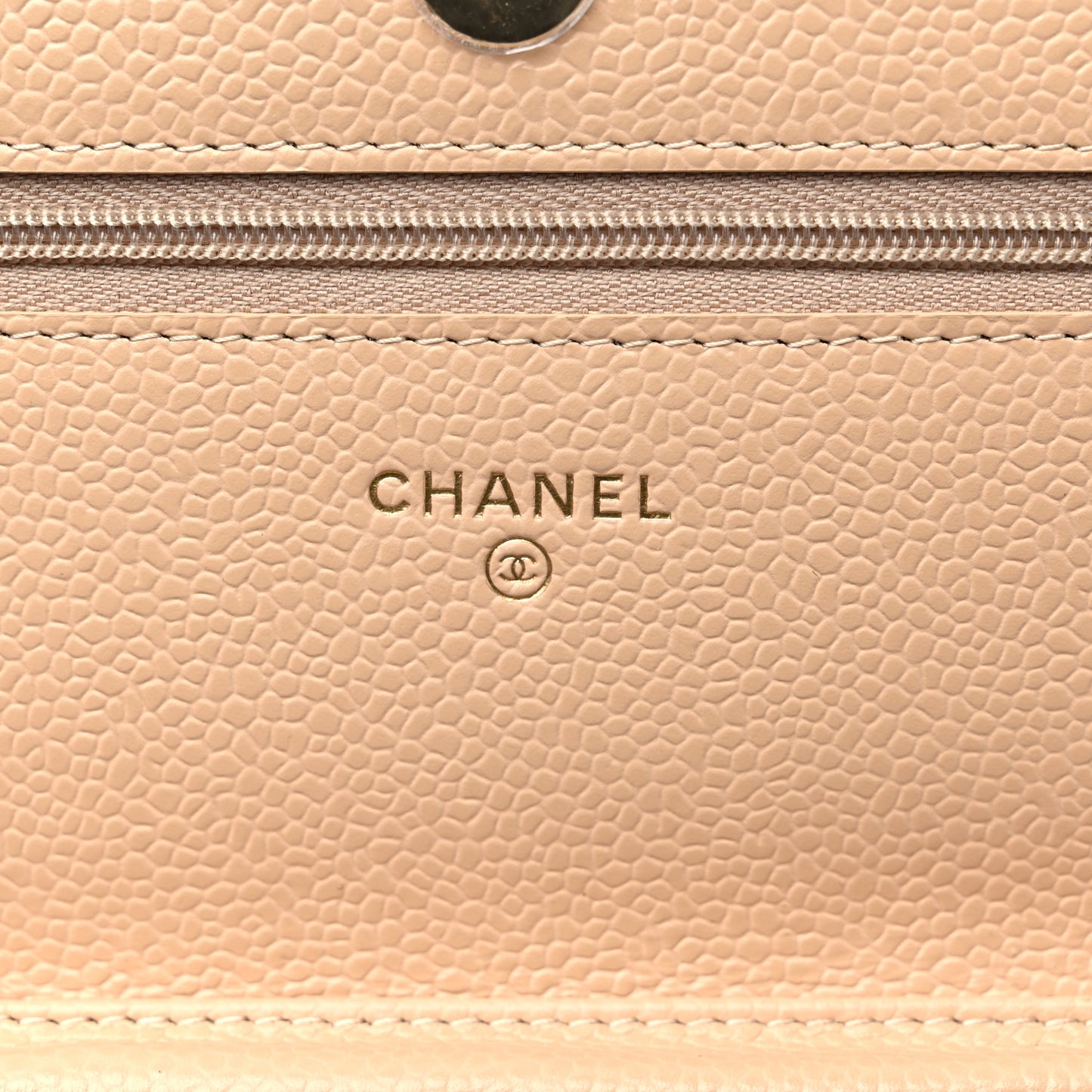 Caviar Quilted Wallet On Chain WOC Beige