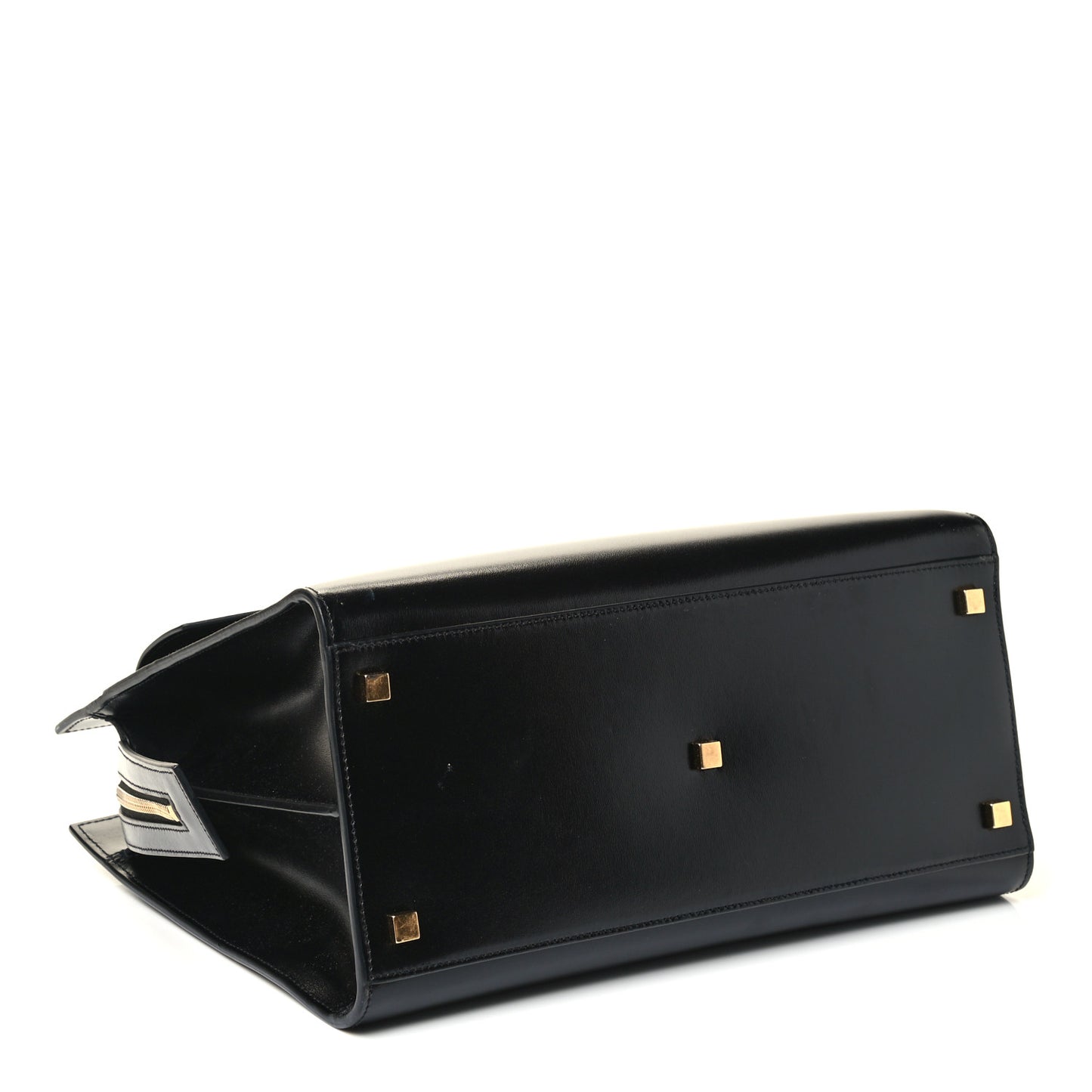 Shiny Calfskin Medium Uptown Tote Black
