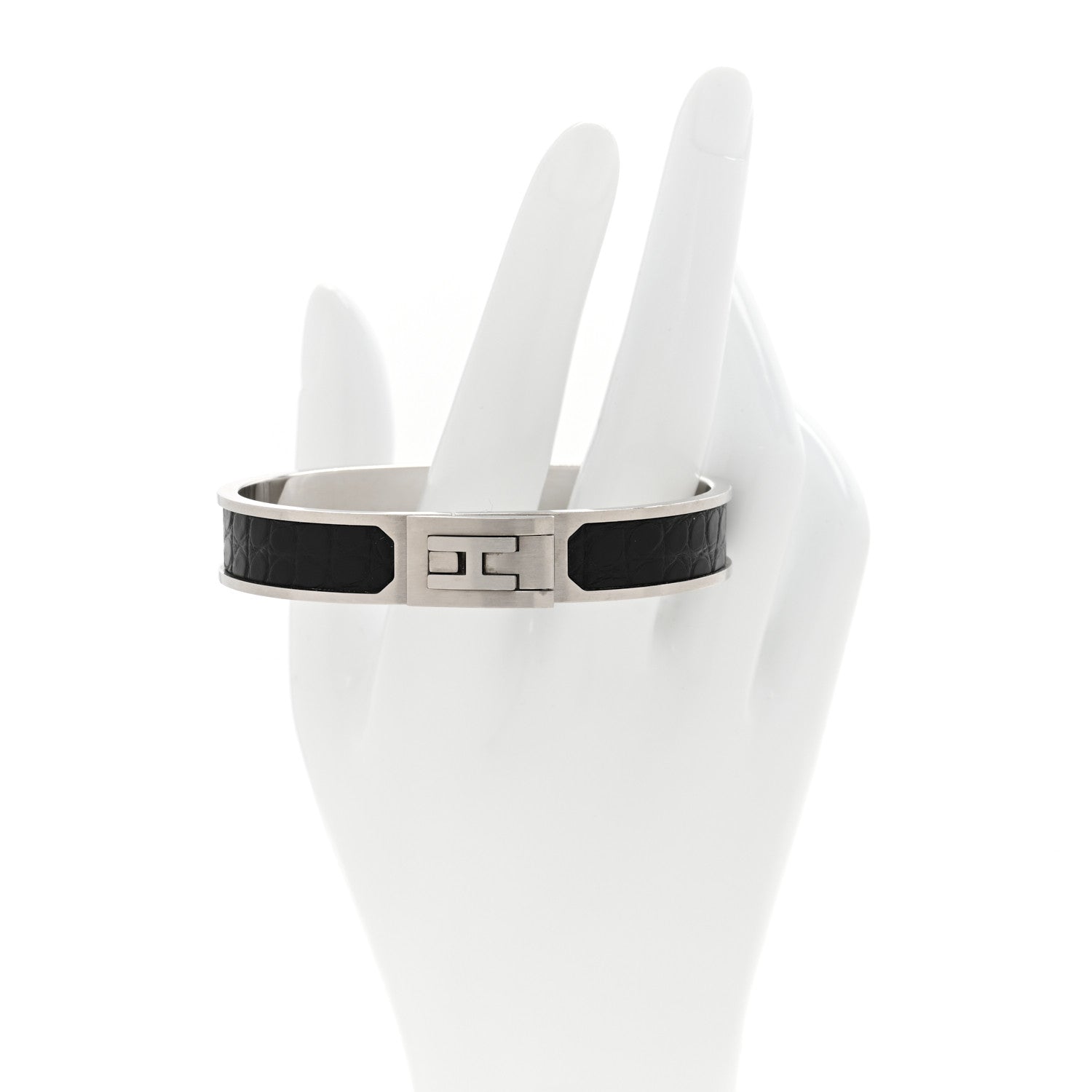 Hermes Matte Alligator Jet Bracelet GM Black 2 of 5