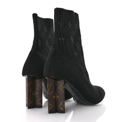 Louis Vuitton Monogram Stretch Fabric Silhouette Ankle Boots 37 Black 5 of 8