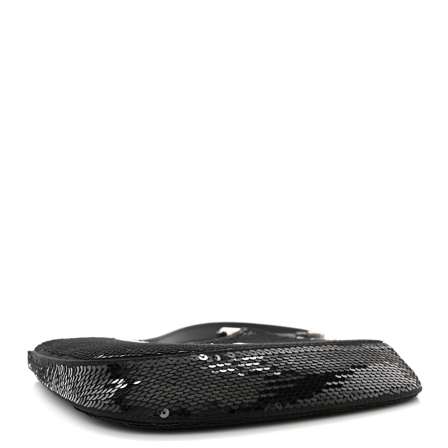 Paillettes Sequin Logo Cleo Adjustable Strap Shoulder Bag Black White