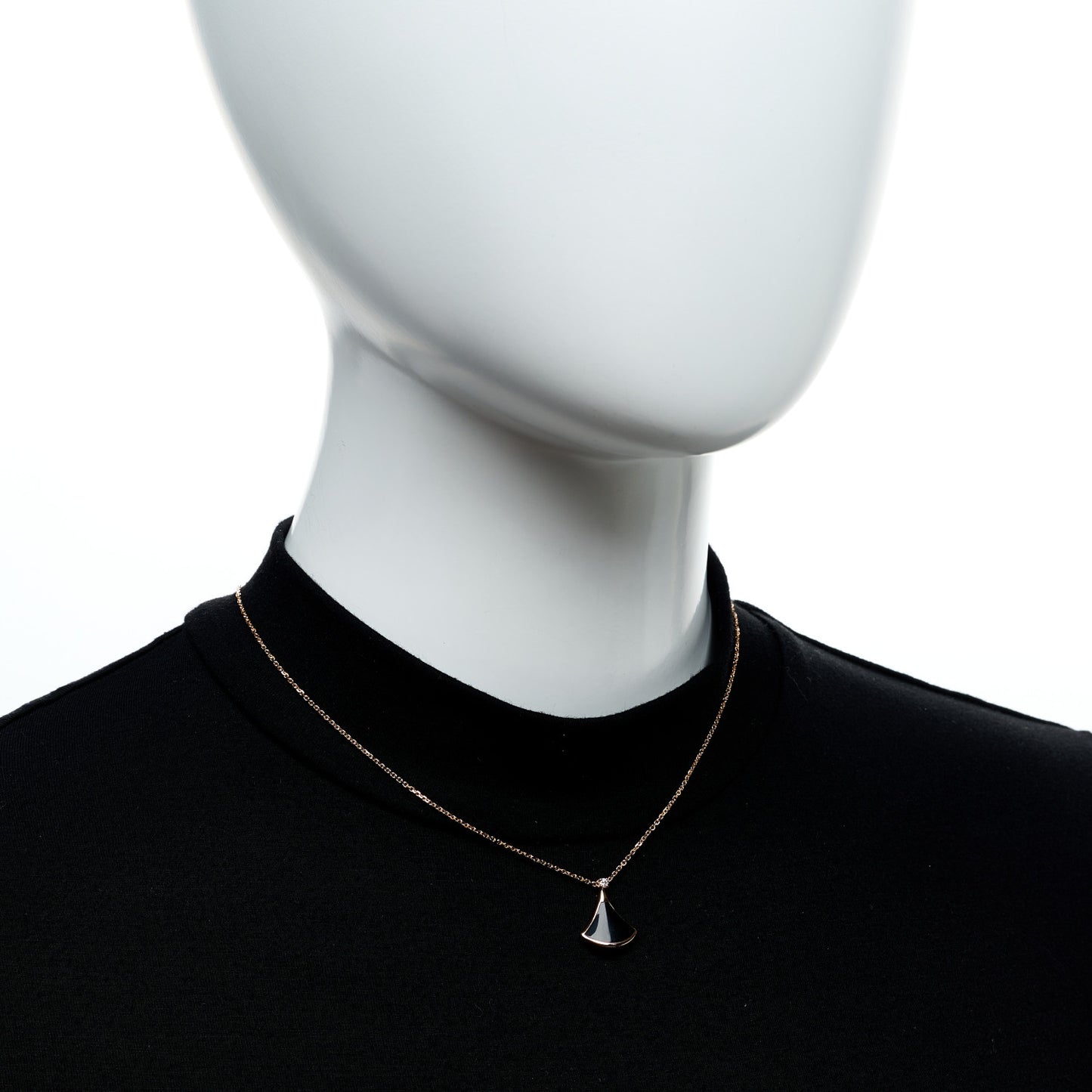18K Rose Gold Diamond Black Onyx Divas' Dream Pendant Necklace