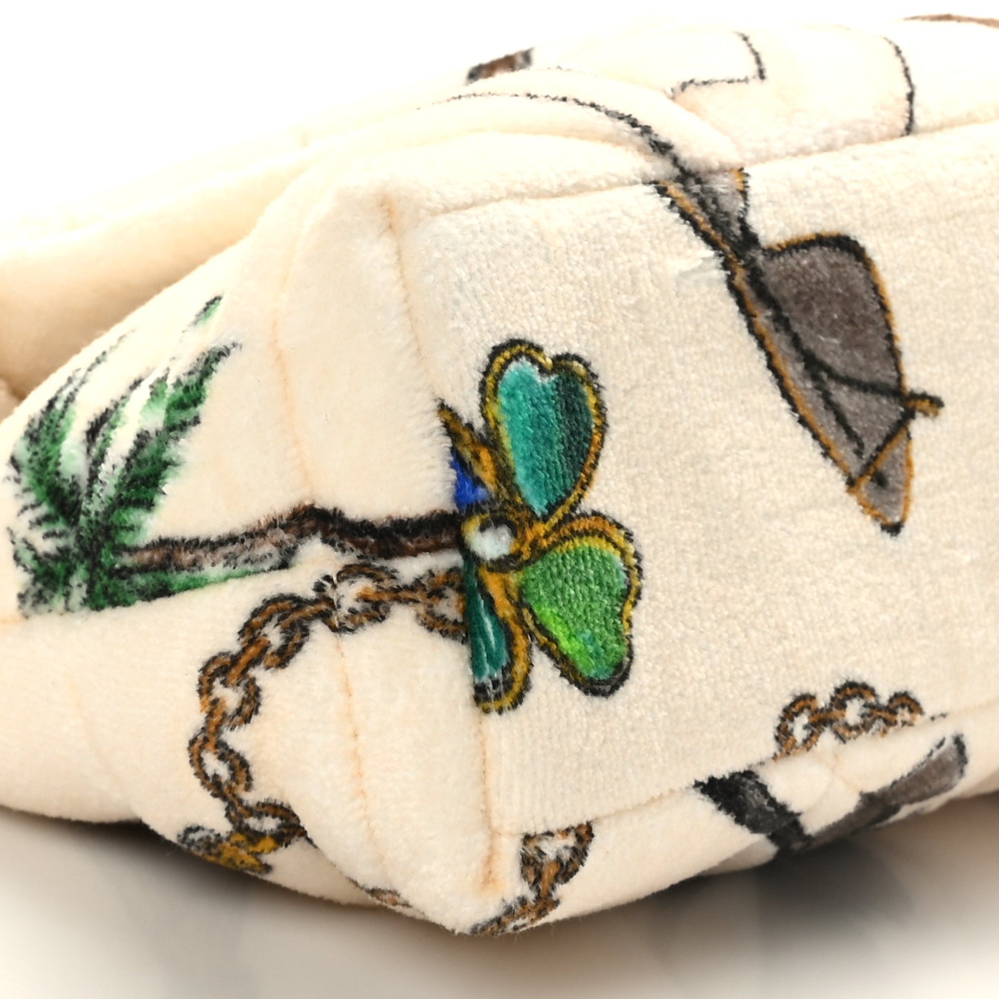 Terrycloth Summer Print Quilted Small Loulou Puffer Monogram Chain Satchel Multicolor White