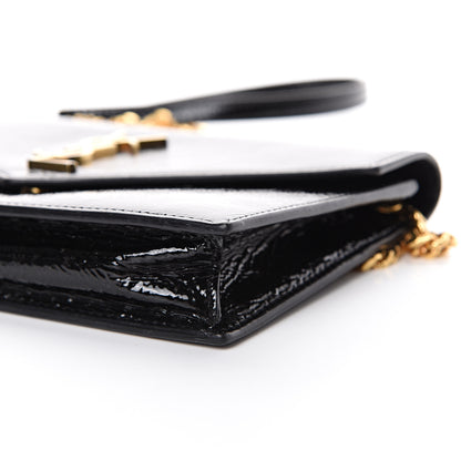 Saint Laurent Textured Patent Monogram Envelope Chain Wallet Black 10 of 10