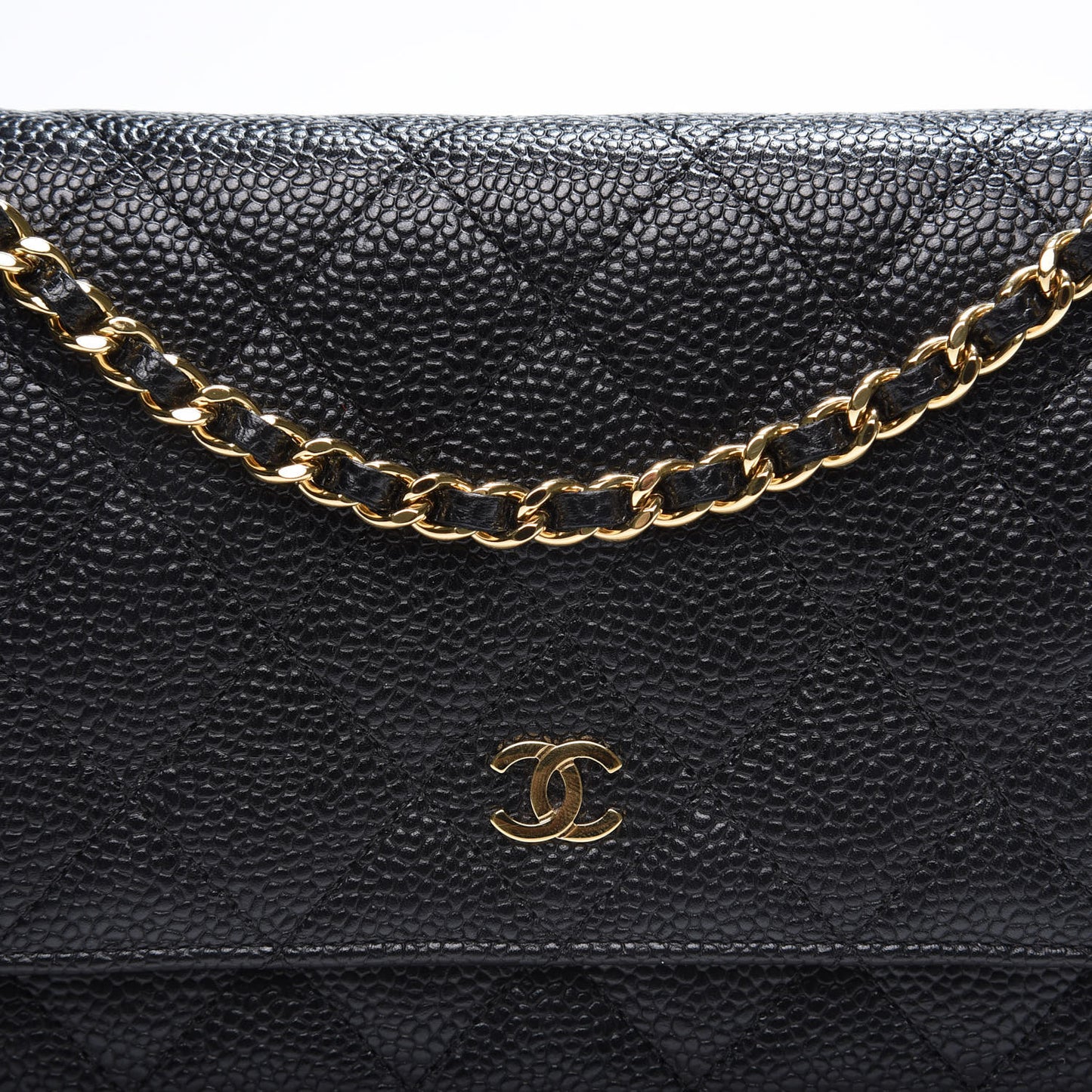 Caviar Quilted Wallet On Chain WOC Black