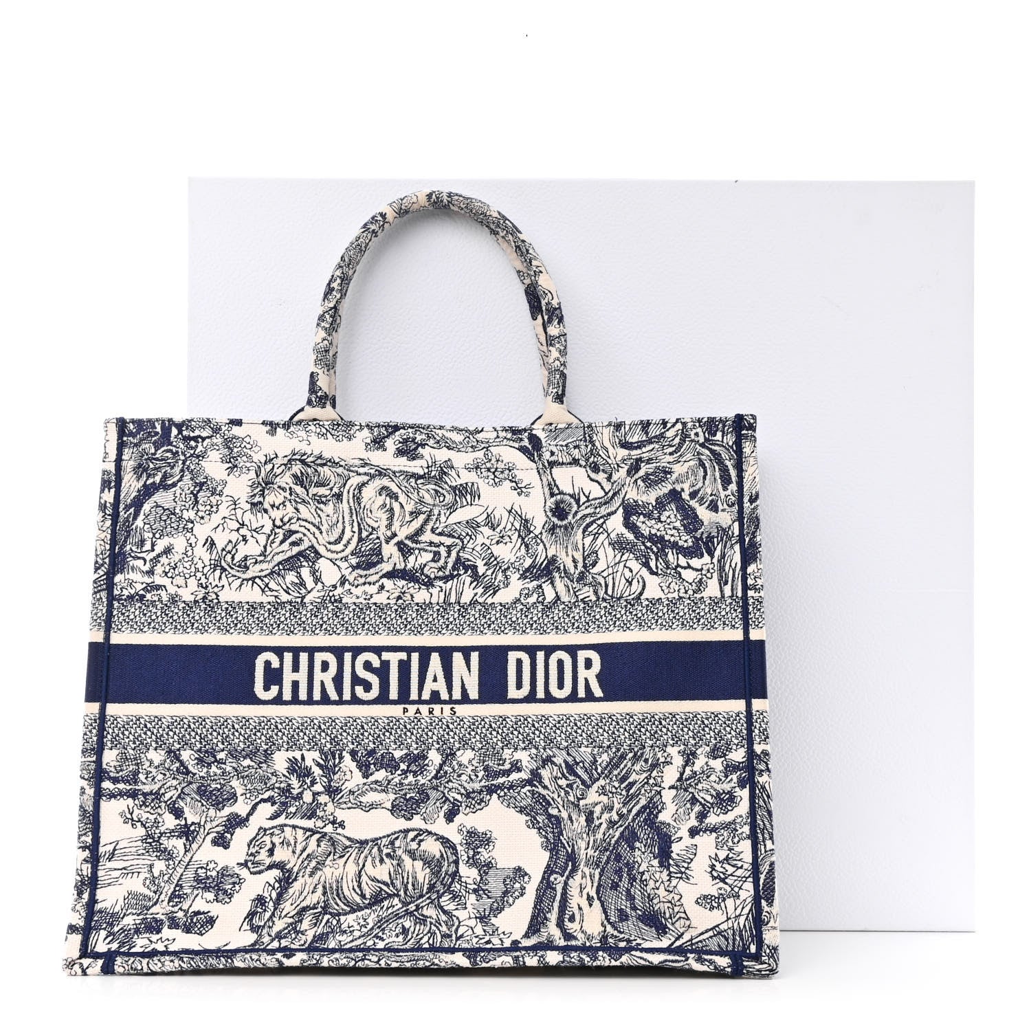 Christian Dior Canvas Embroidered Large Dioriviera Toile De Jouy Book Tote Blue 13 of 13