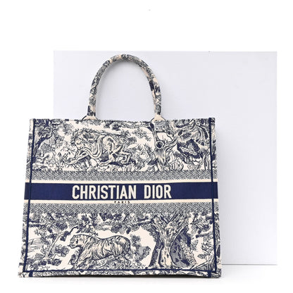Christian Dior Canvas Embroidered Large Dioriviera Toile De Jouy Book Tote Blue 13 of 13