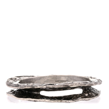 Saint Laurent Metal Hammered Bangle Bracelet Silver 1 of 4
