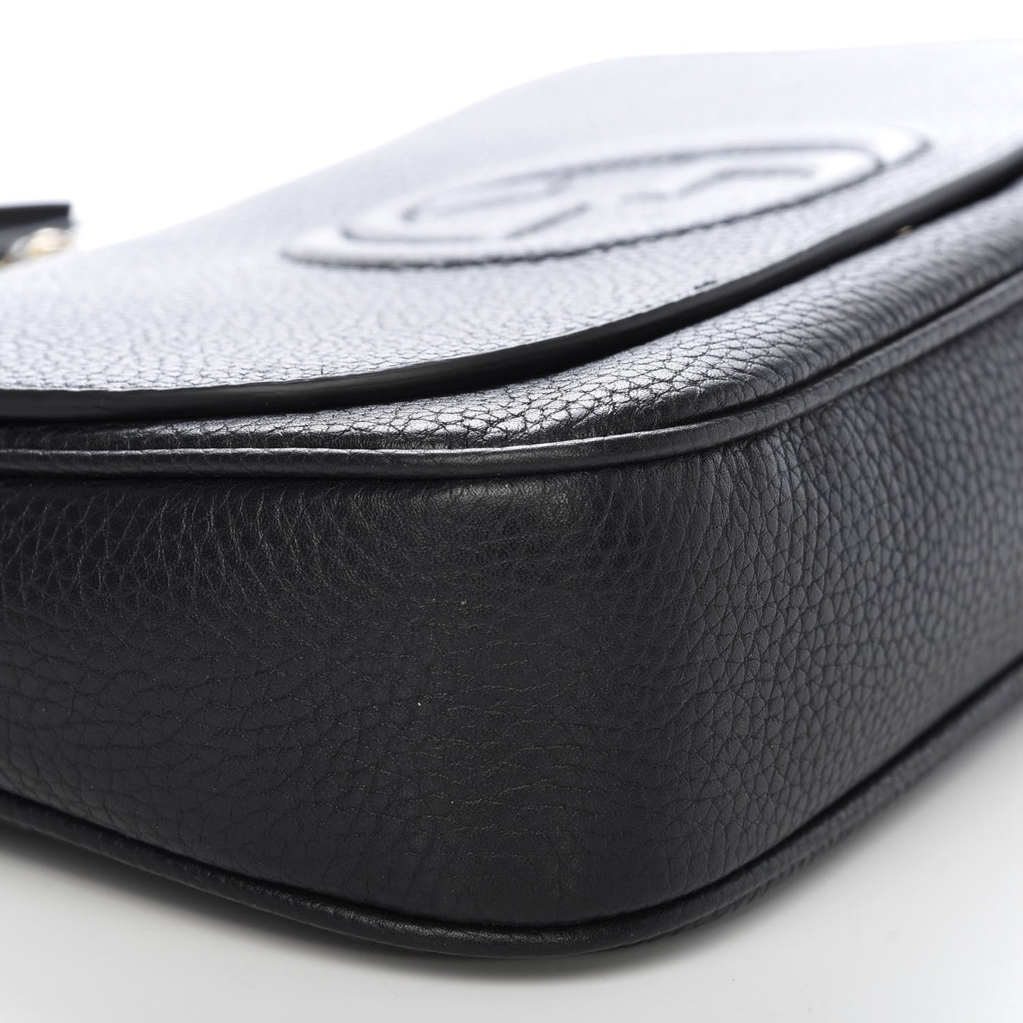 Pebbled Calfskin Medium Soho Flap Crossbody Black