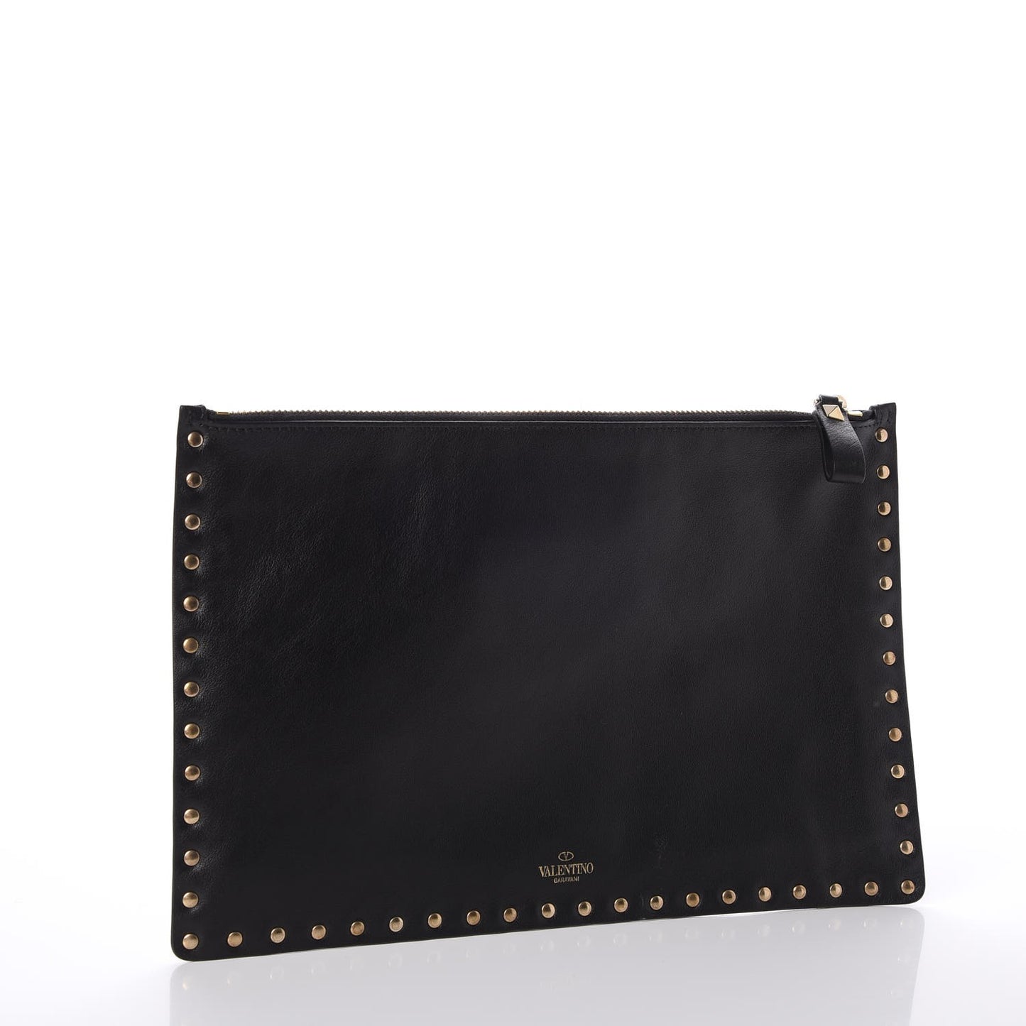 Vitello Large Rockstud Zip Pouch Black