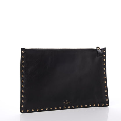 Valentino Garavani Vitello Large Rockstud Zip Pouch Black 3 of 8