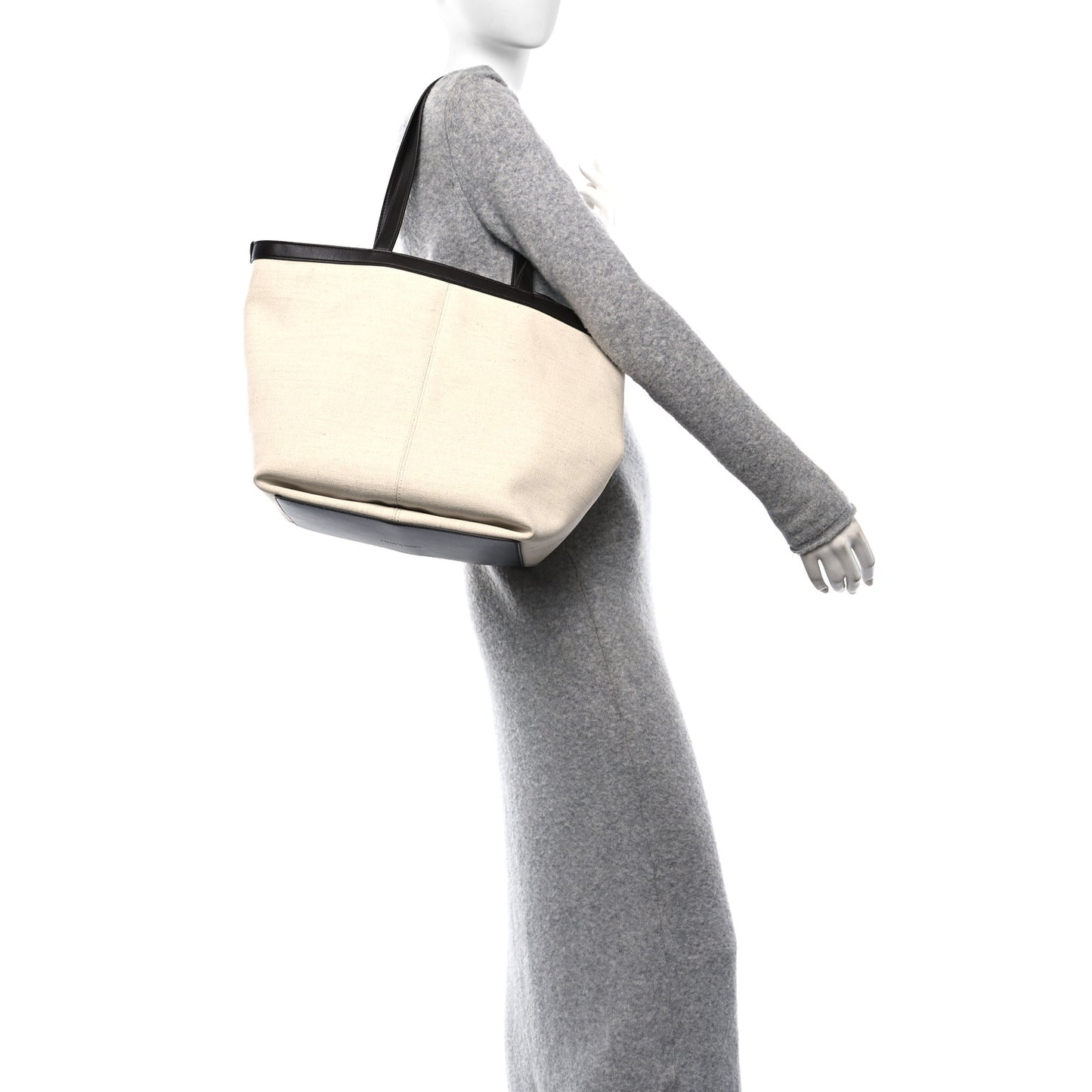 Canvas Mix Nappa Intrecciato Medium Flip Flap Tote Natural Fondant