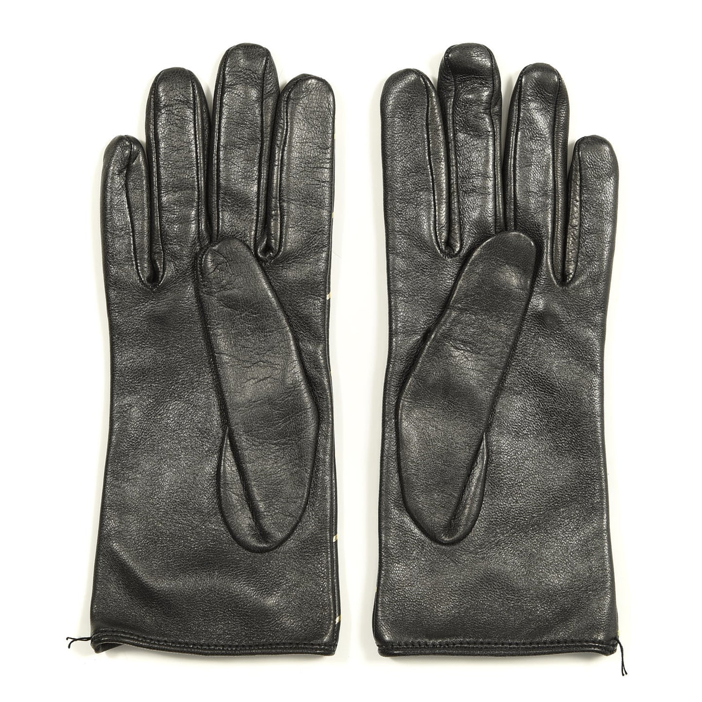 Lambskin Silk Diagonal GG Gloves 7 Black Gold