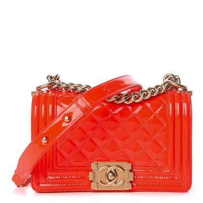 Chanel Patent Calfskin Quilted Small Boy Flap Orange 1 of 11