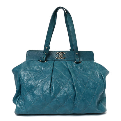 Chanel Glazed Calfskin Large On The Road Large Frame Tote Blue 1 of 11