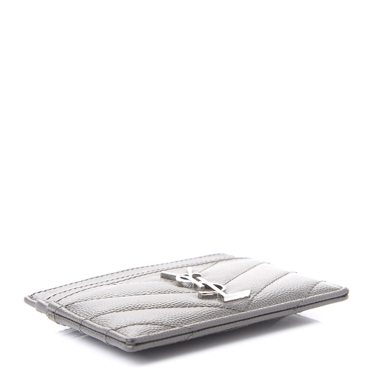 Grain De Poudre Matelasse Chevron Monogram Credit Card Case Coal