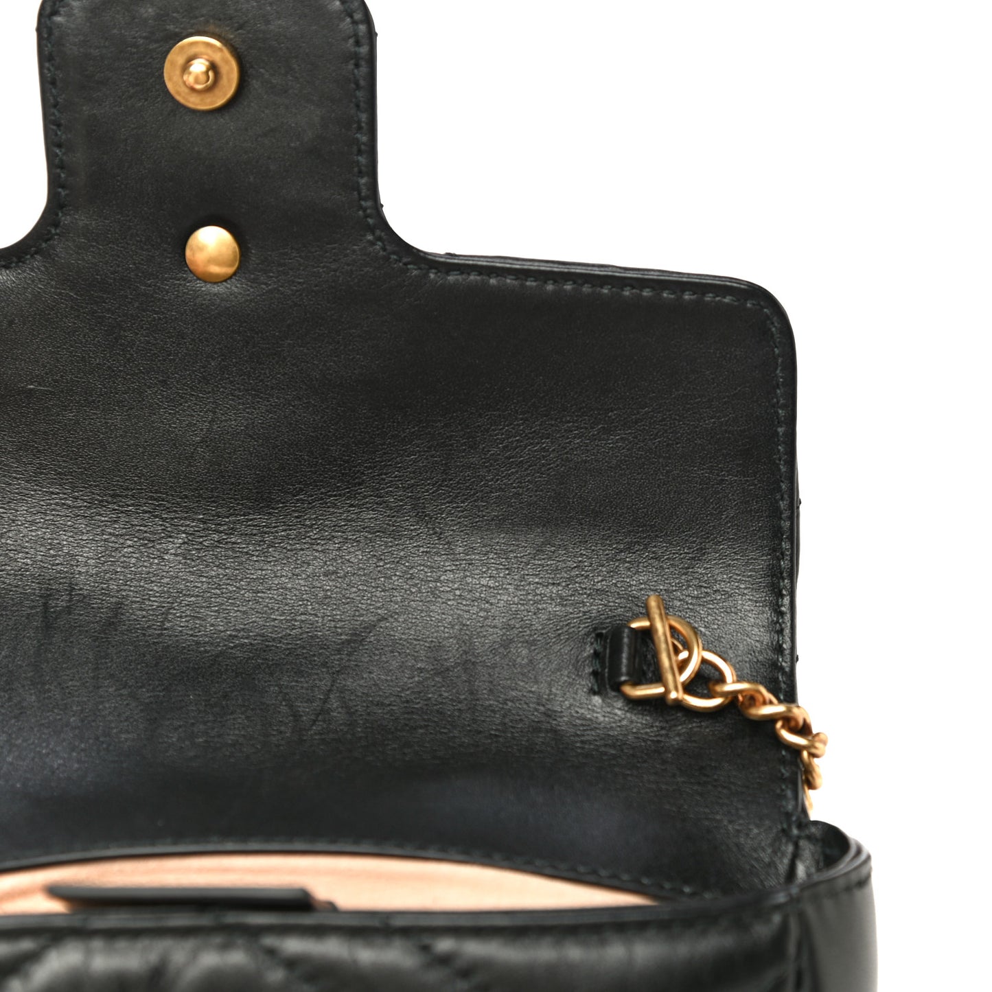 Calfskin Matelasse Super Mini GG Marmont Shoulder Bag Black