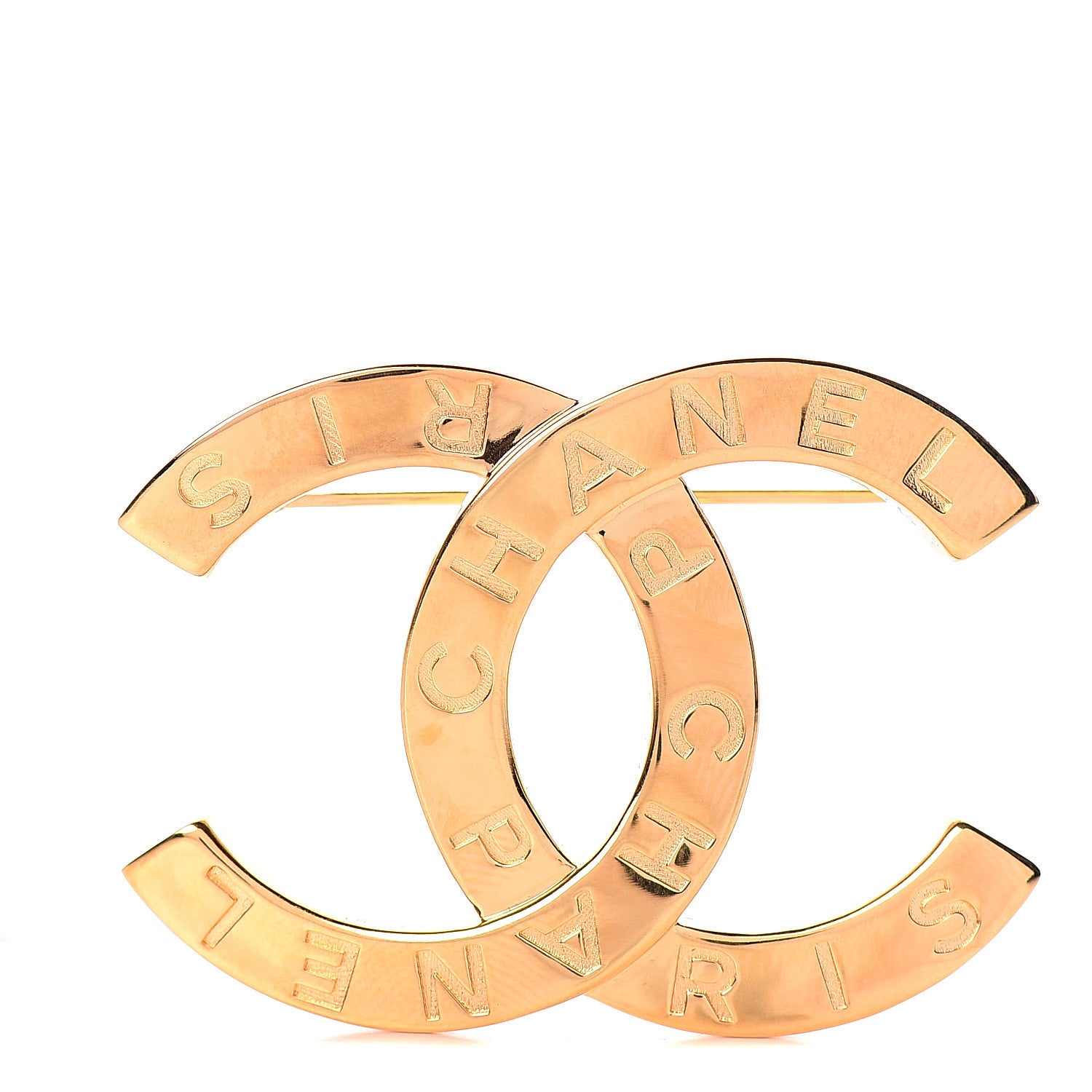 Chanel Metal Paris Button CC Large Brooch Gold 1 of 4