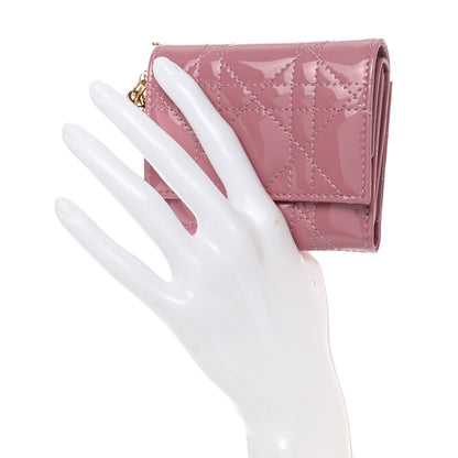 Christian Dior Patent Cannage Lady Dior Lotus Wallet Pink 2 of 11