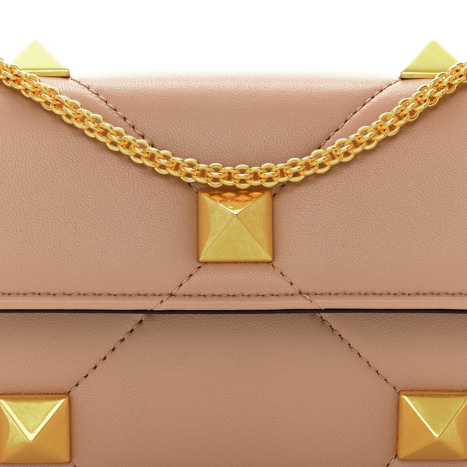 Valentino Garavani Nappa Roman Stud Wallet on Chain Rose Cannelle 8 of 10