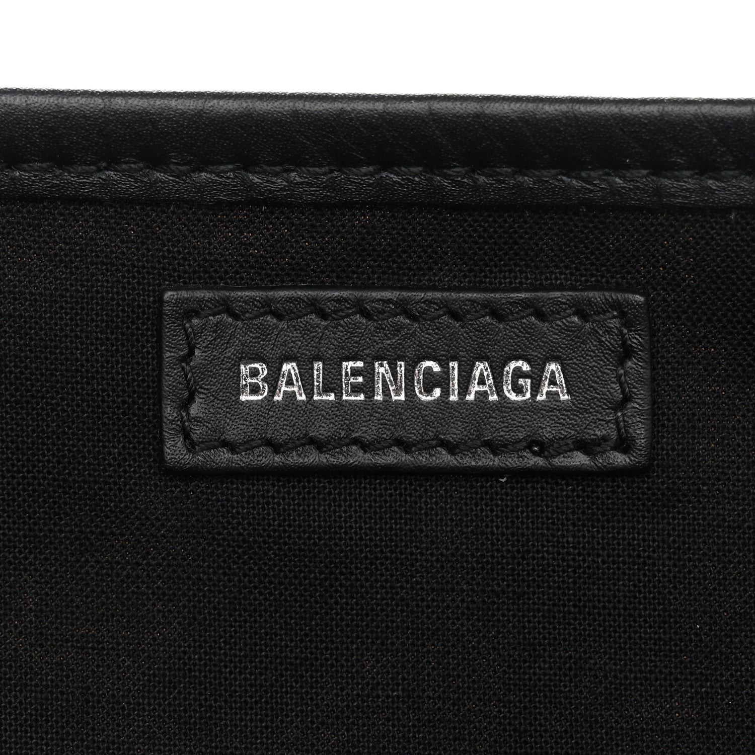 Balenciaga Cotton Canvas Satin Calfskin Leopard Print Logo Navy Cabas S Beige Black 7 of 11