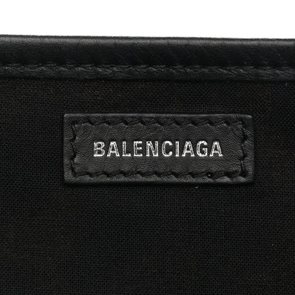 Balenciaga Cotton Canvas Satin Calfskin Leopard Print Logo Navy Cabas S Beige Black 7 of 11