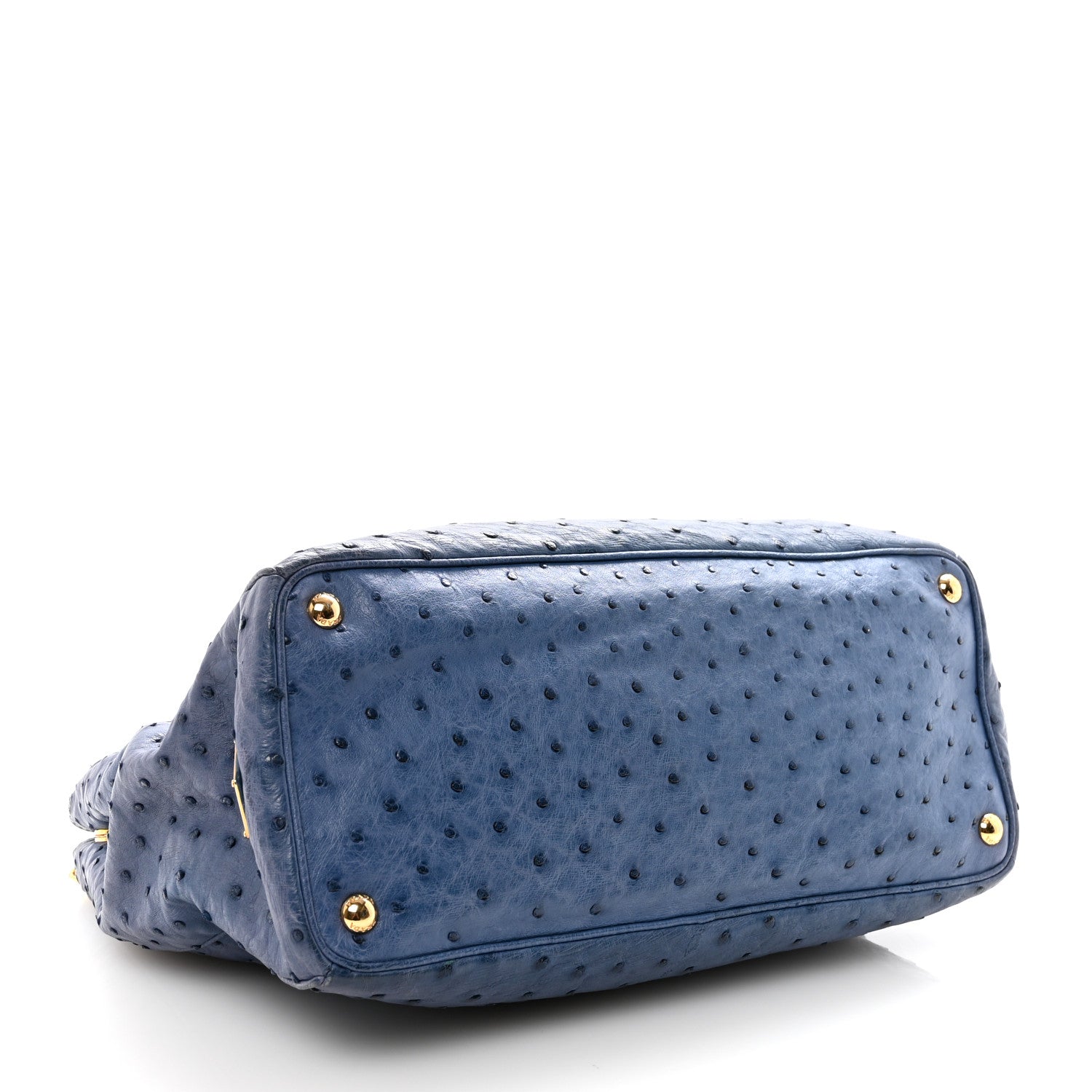 Prada Ostrich Medium Galleria Double Zip Tote Cobalto 4 of 9