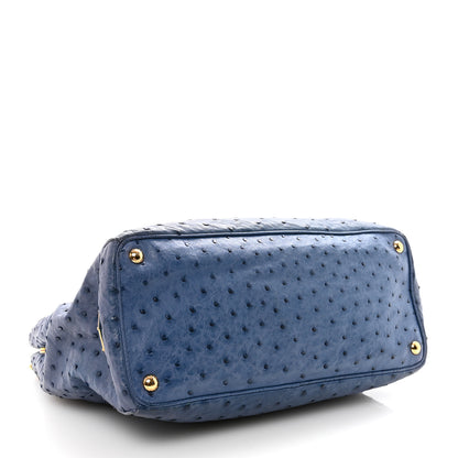 Prada Ostrich Medium Galleria Double Zip Tote Cobalto 4 of 9