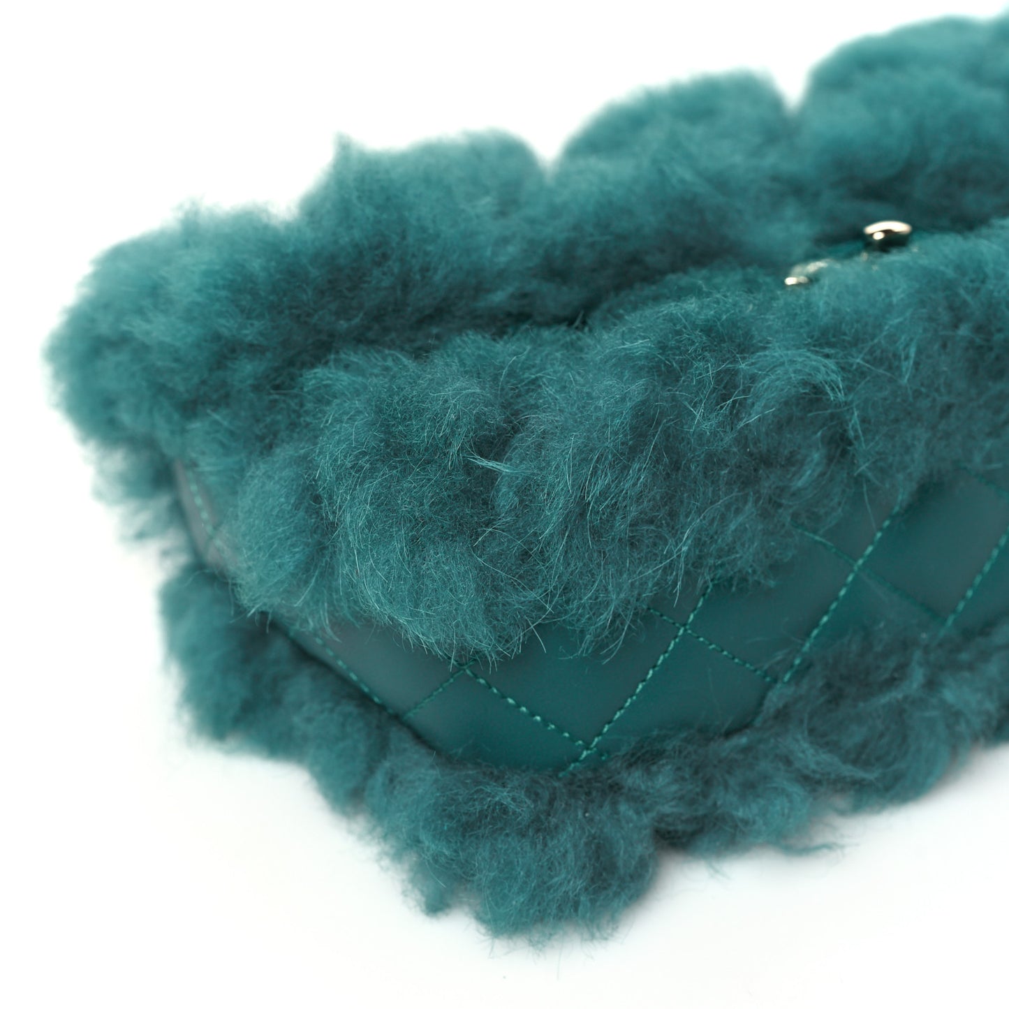 Shearling Lambskin Quilted Flap Green