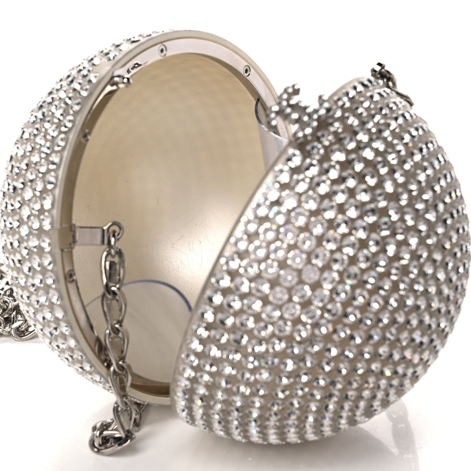 Chanel Plexiglass Strass CC Round Minaudiere Clutch Silver 5 of 9