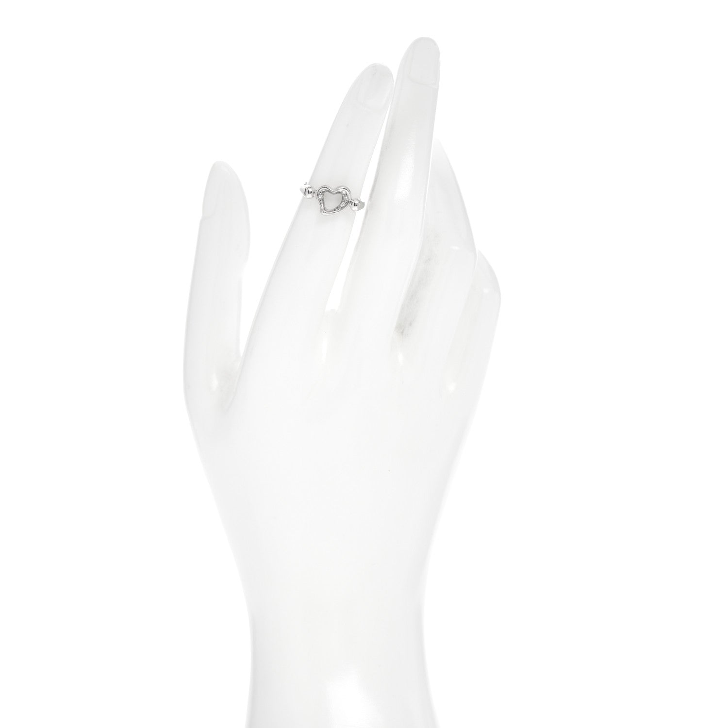 Tiffany Platinum Diamond Elsa Peretti Open Heart Ring 50 5.5 2 of 5