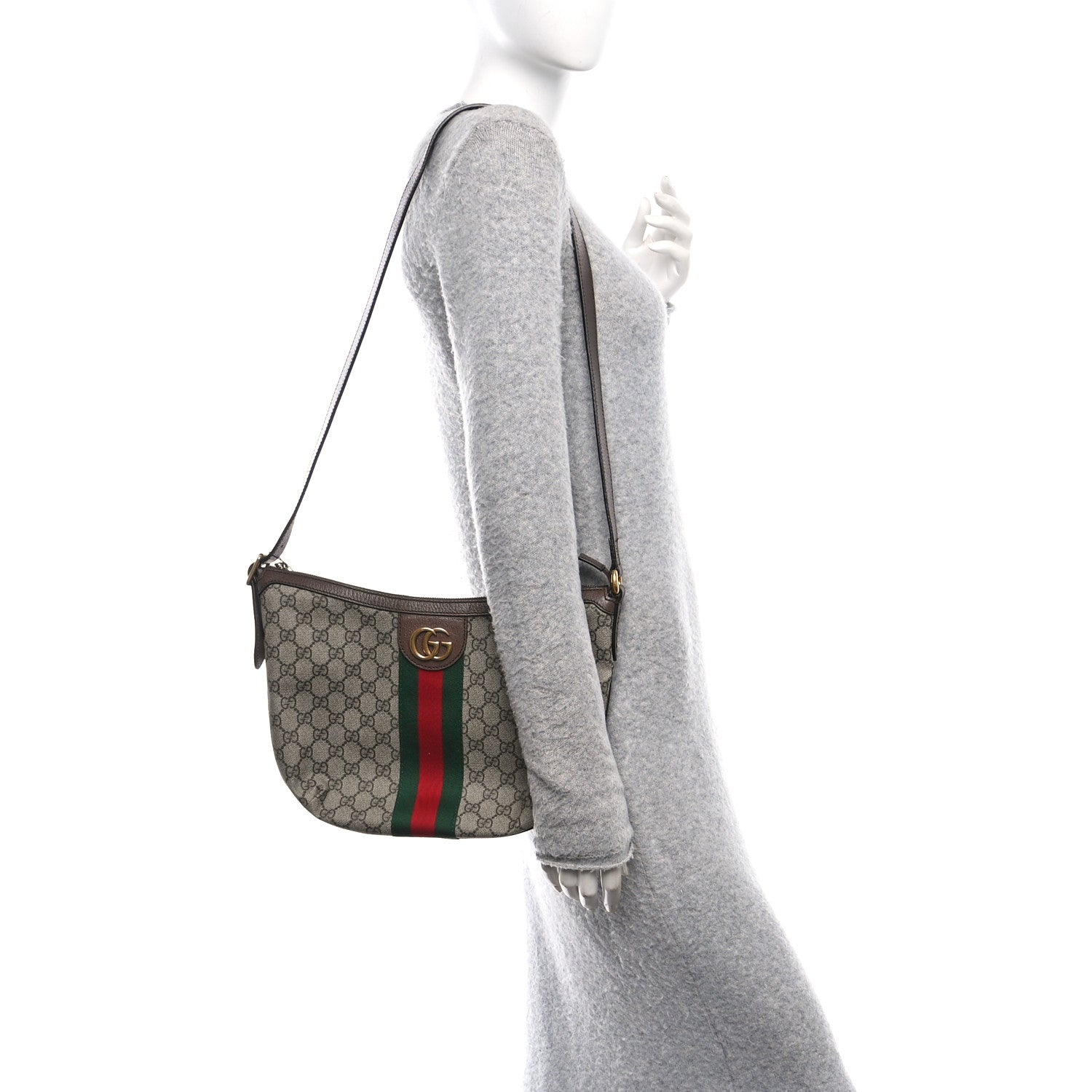 Gucci GG Supreme Monogram Web Small Ophidia Half Moon Hobo Brown 2 of 10