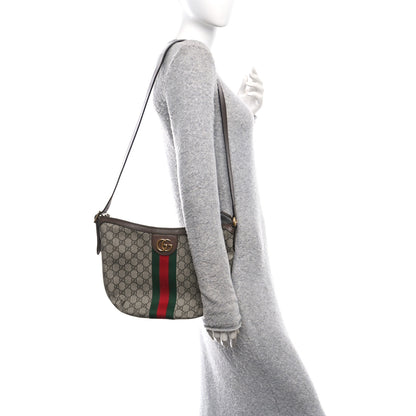 Gucci GG Supreme Monogram Web Small Ophidia Half Moon Hobo Brown 2 of 10