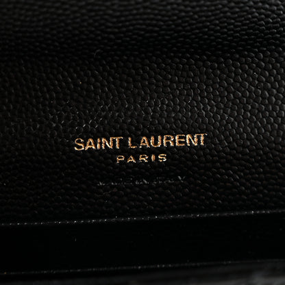 Saint Laurent Grain De Poudre Matelasse Chevron Small Monogram Envelope Wallet Black 6 of 9