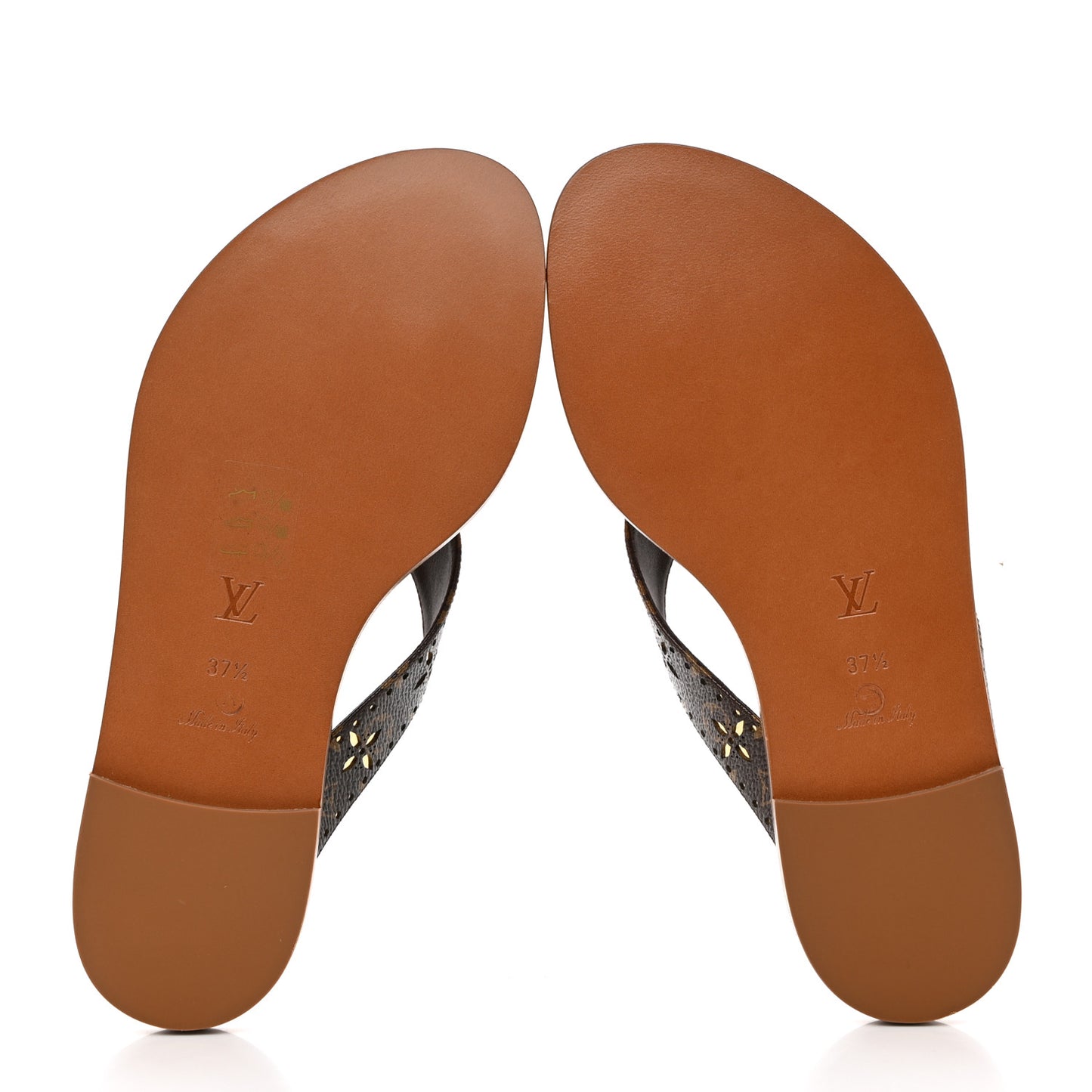 Monogram Sunny Flat Thong Sandals 37.5 Brown