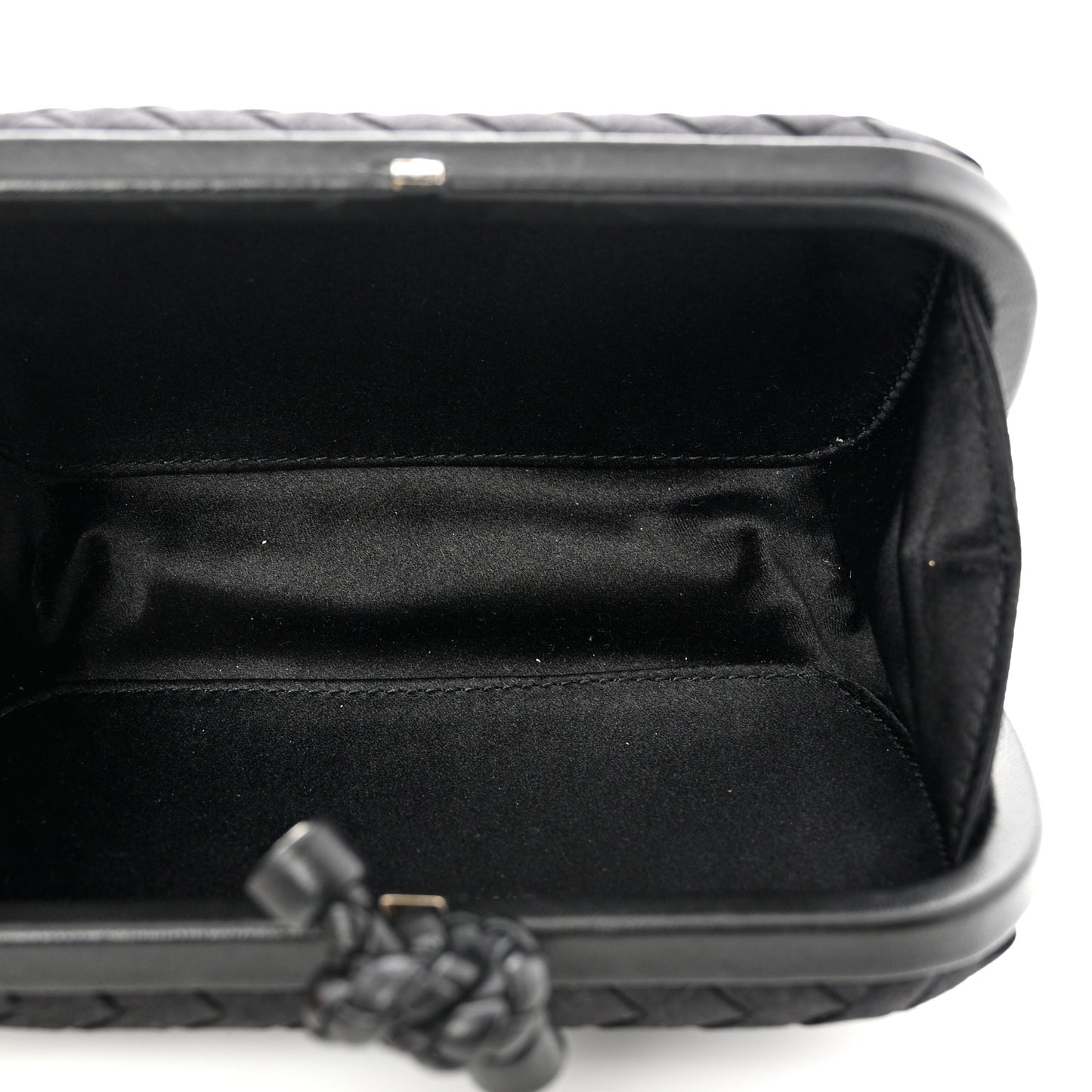 Satin Intreccio Impero Knot Clutch Black