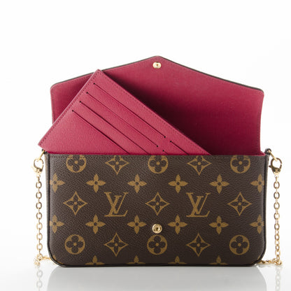 Louis Vuitton Monogram Pochette Felicie Chain Wallet Fuchsia 6 of 10