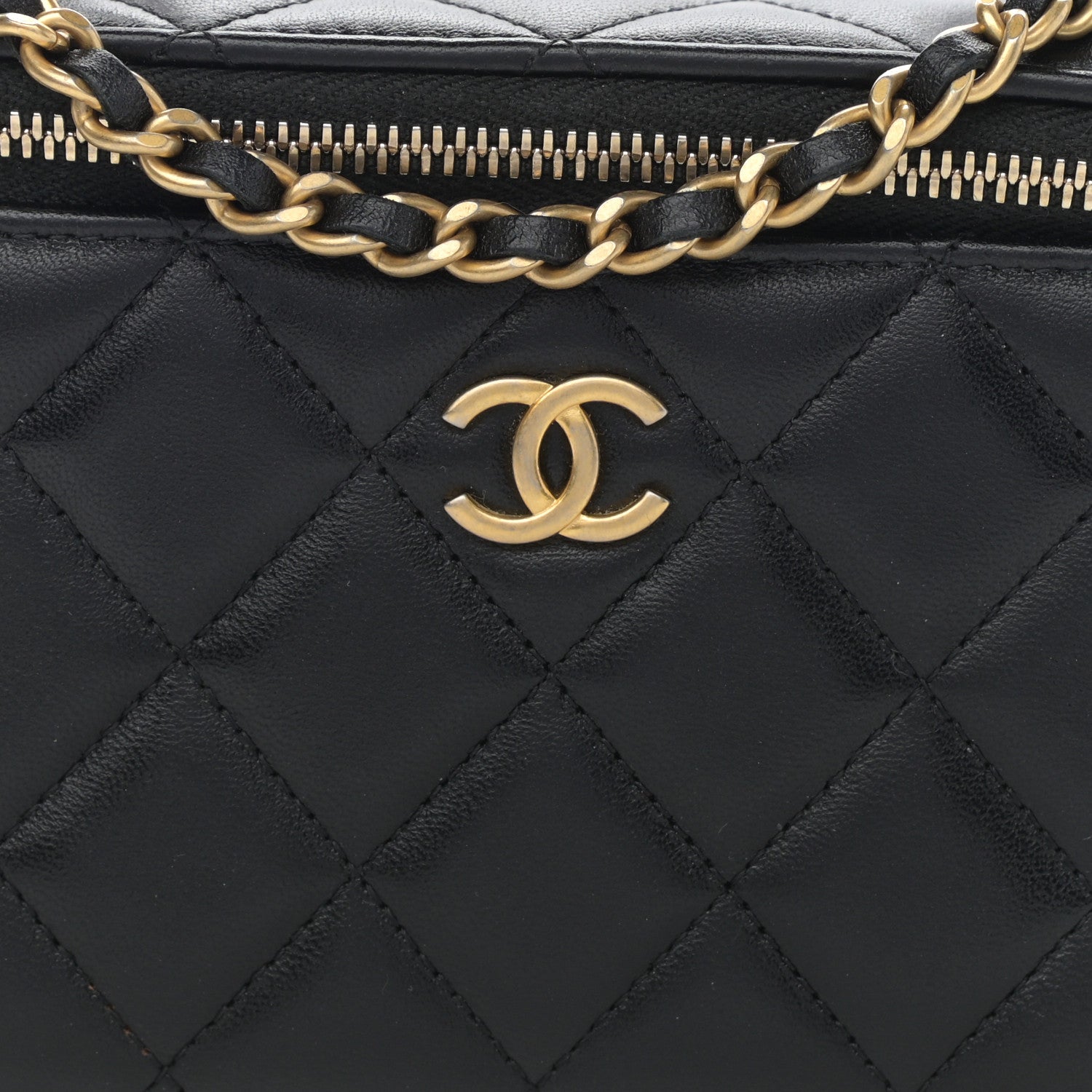 Chanel Lambskin Quilted Small Top Handle Vanity Case With Chain Black 7 of 11