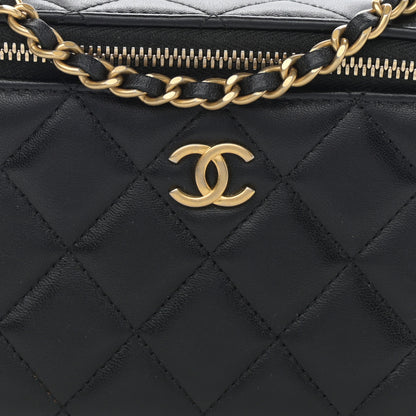 Chanel Lambskin Quilted Small Top Handle Vanity Case With Chain Black 7 of 11